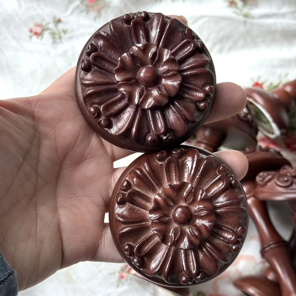 Intricate Carved Rosette Flower Drapery Tiebacks Curtain Holdback Victorian 9